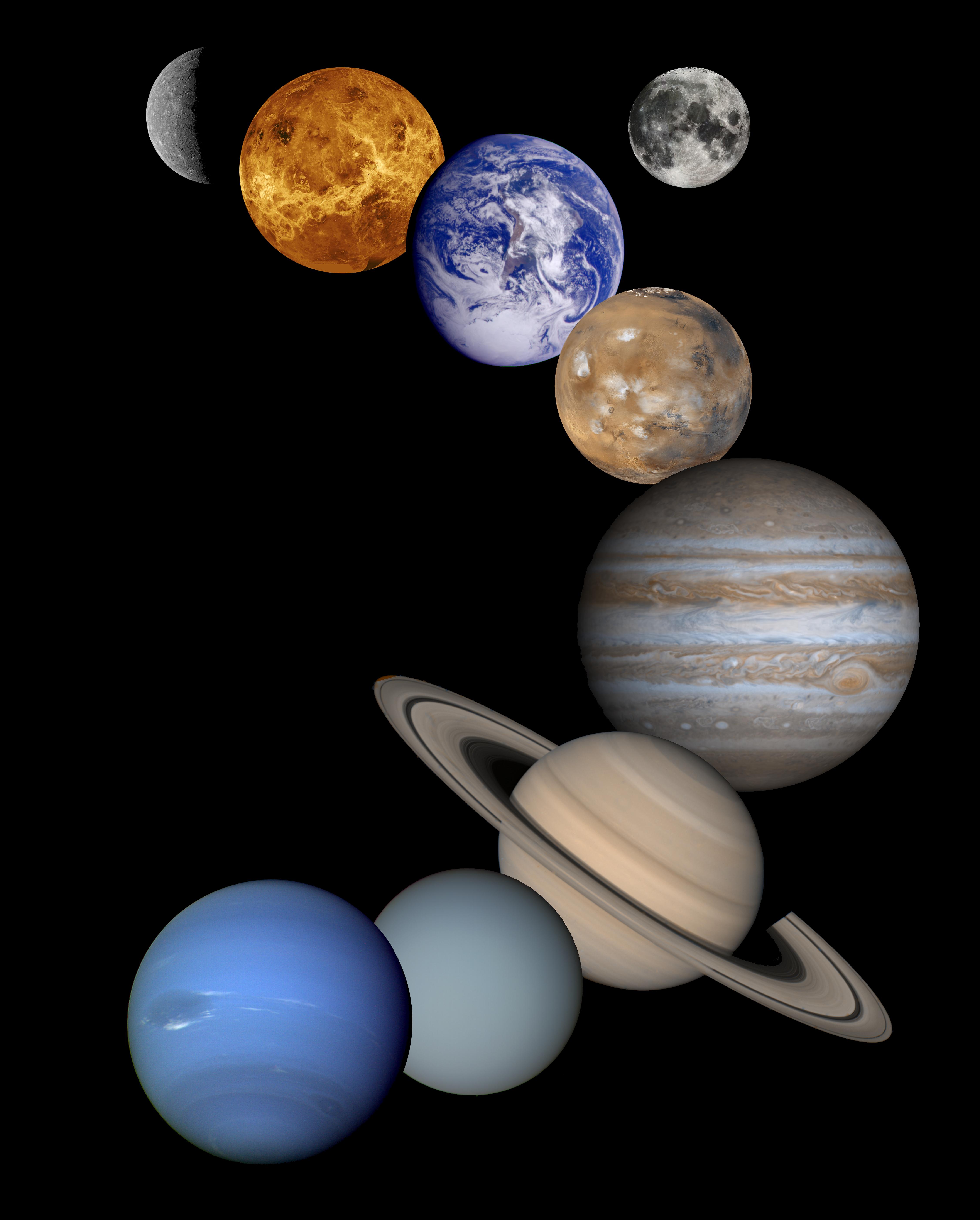 Photo montage of the planets in our solar system